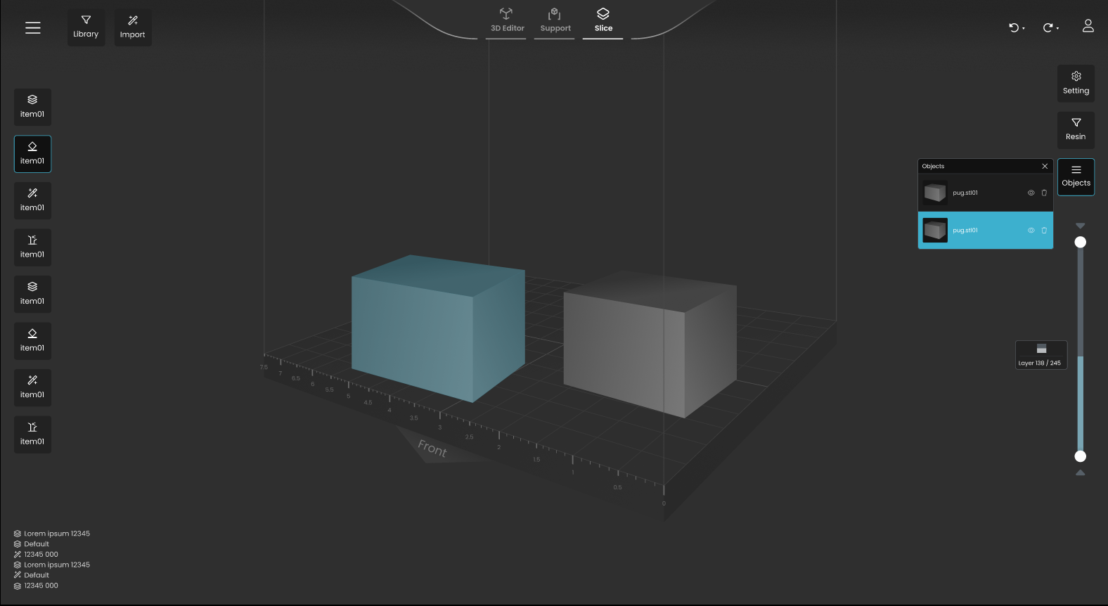 Custom 3D resin printer software